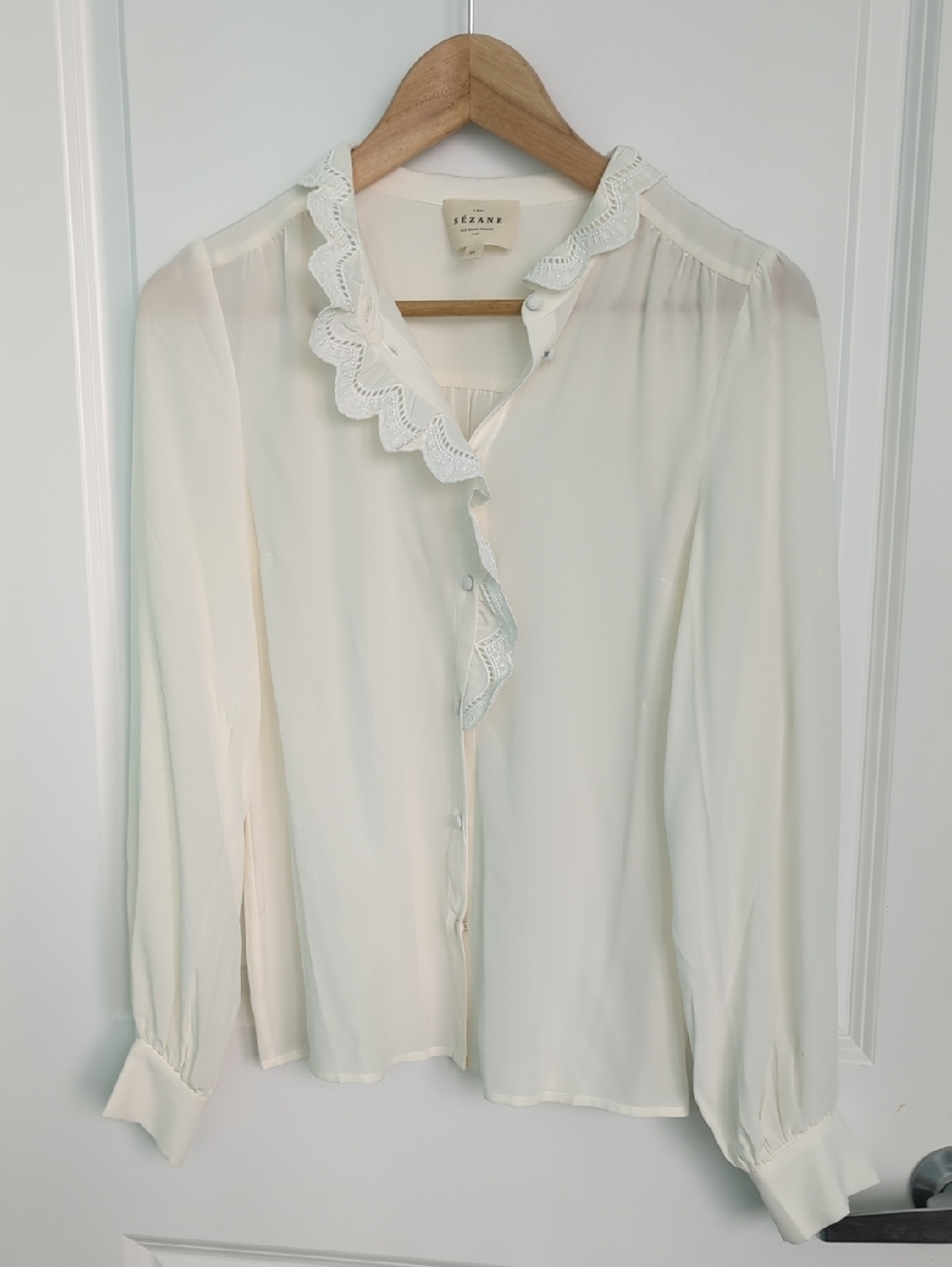 Sezane Ecru Chlo Blouse